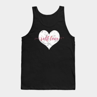 SELF LOVE | White Marble & Rose Watercolor Tank Top